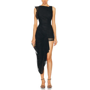 Christopher Esber Asymmetric Black Galathea Dress Size Aus 10 / US 6
